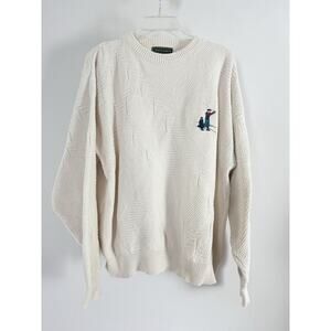 Vintage Croft And Barrow Golf Sweater Mens XL Cream Knit Crew Neck